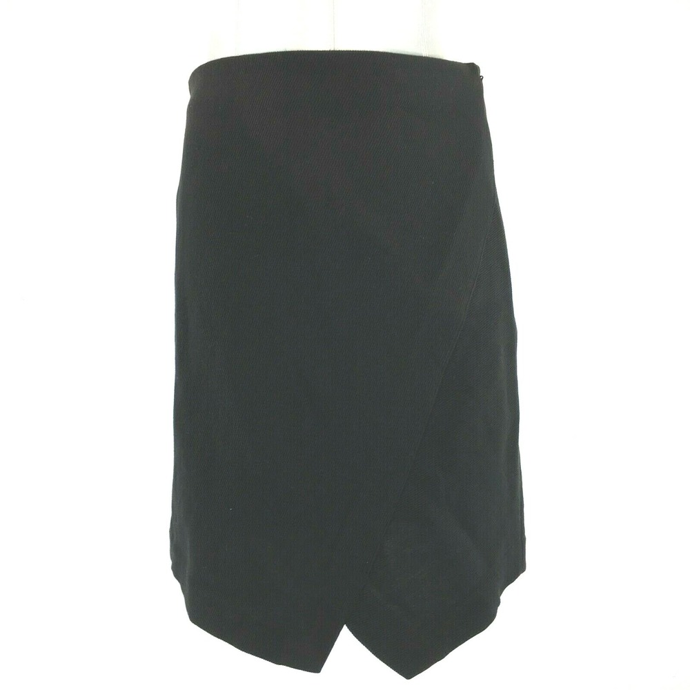 NWT LOFT Skirt SMALL Black Ribbed Knit Asymmetric V Straight Pencil Stretch